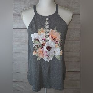 Torrid Grey Floral O-ring Slim‎ Fit Tank Top Size 00